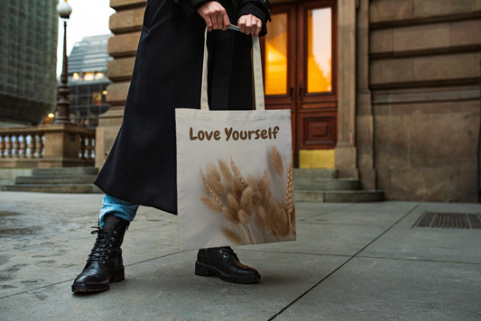 Love Yourself Printed Organic Tote Bag (AOP)